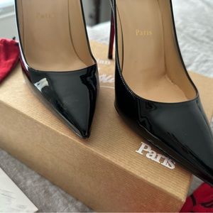 Christian Louboutin 554 100mm Napa Black Patent Leather size 38.5